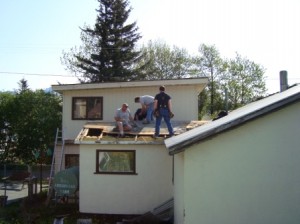Tearing off the peak of the roof